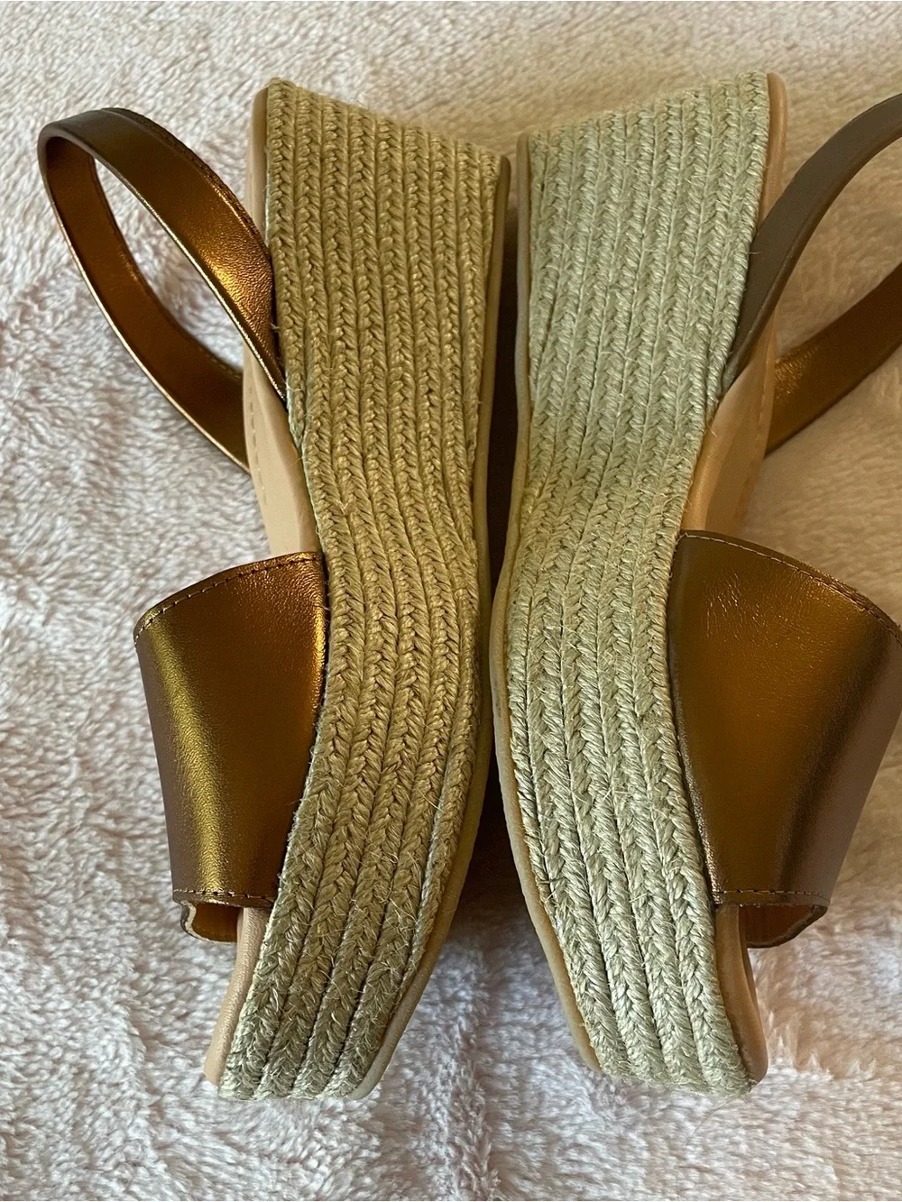 Calaxini Metallic Brown Slingback Sandals, Size 39-8-1/2
